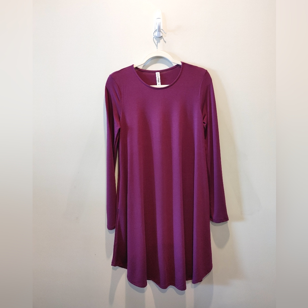 Fuchsia colored long sleeve dress